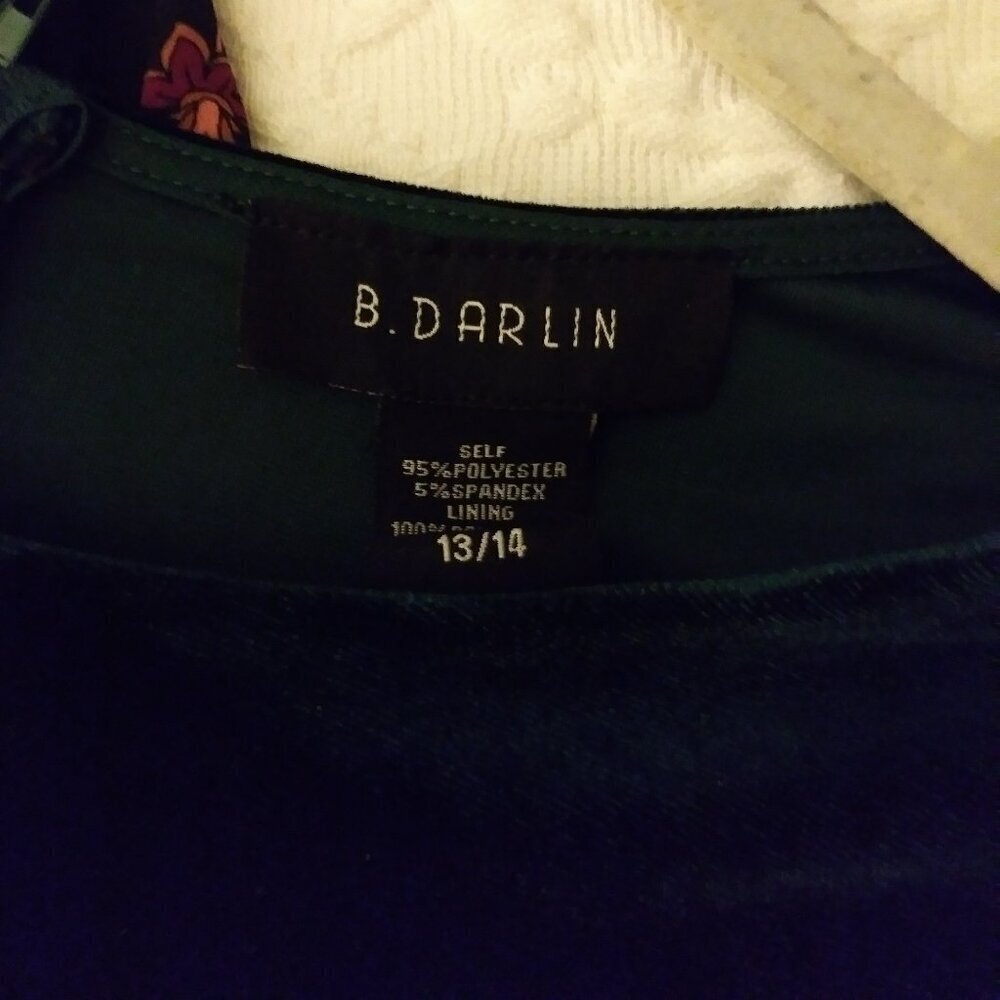 B. Darlin Dark Green Emerald Velvet / Velour Dress | Party/Holiday Dress - Picture 6 of 6